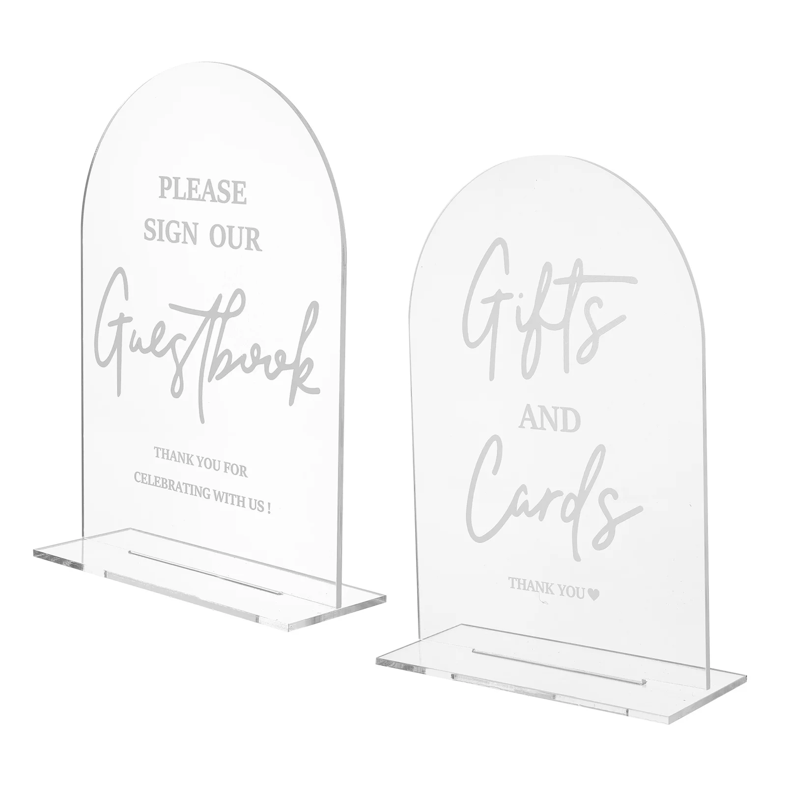 

2Pcs Acrylic Wedding Table Cards Stylish Transparent Arch Shape for Guest Book Table Number Party Event Decor Wedding Party Sign