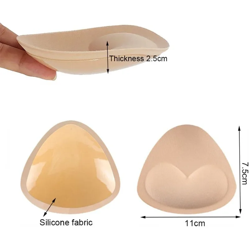 For Bikini Top 2 Pairs Removable Bra Pads Lift Breast Inserts Self-Adhesive Silicone Bra Invisible Comfy Sports Cups Bra