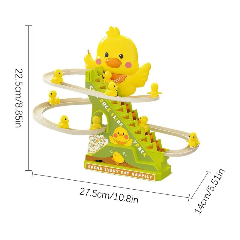 بطة كهربائية تسلق الدرج البط المسارات الشريحة مجموعات الالعاب مع الموسيقى التعليمية التفاعلية الحيوان الكرتون سباق متعة ل