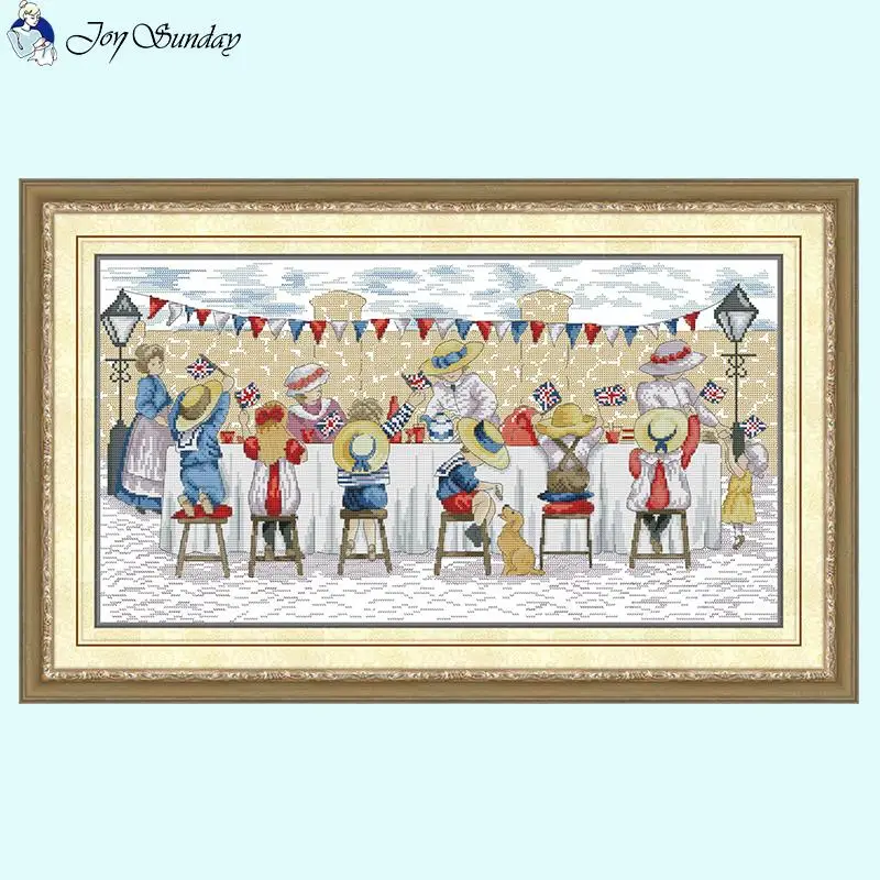 Birthday Party Cartoon Character Patterns Cross Stitch Needlework Set Aida 14CT 16CT 11CT Count Printed Fabric Embroidery Kits