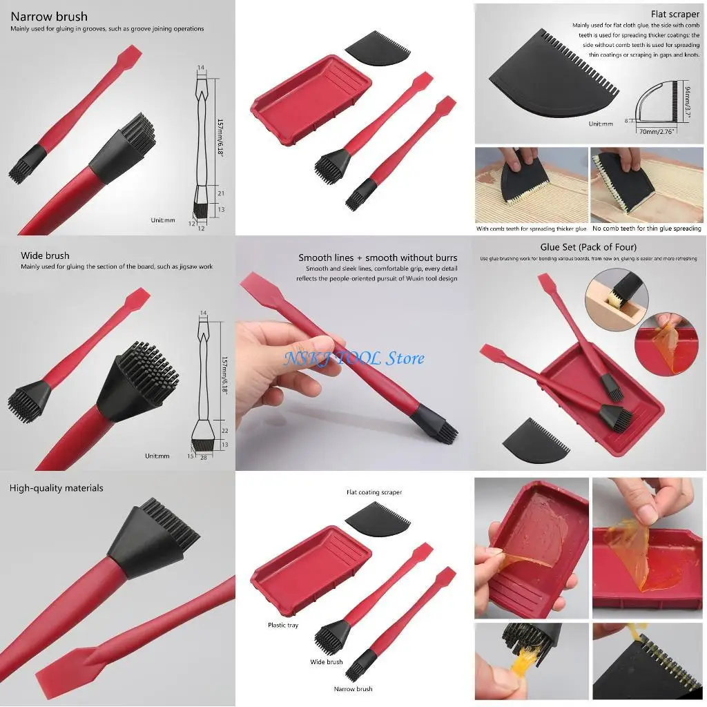 

L8RC 2 Pack of Silicone Soft Brush 1 Flat Tray 1 Comb for Wodworking Arts Crafts Around The Home and Hobbyists