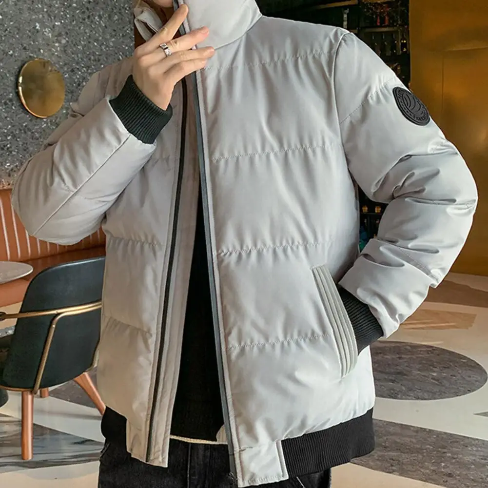 2023 Winter Winter Coat Men\'s Warm Casual Jacket Down Cotton Filled Zipper Shirt Stand Collar Parka