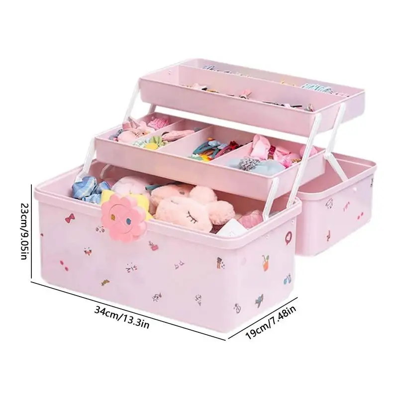 Girl Hairpiece Storage Box 3-layer Hair Clip Rubber Band Case Waterproof Hair Tie Organizer 6 Stickers And 1 Pack Of Hair Ties