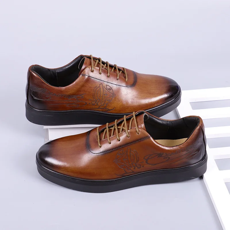 

CLAIAMI Cow Leather Men Shoes High Quality Handmade Designer Shoes for Men New Casual Sport Retro Men Sneakers Zapatos De Hombre
