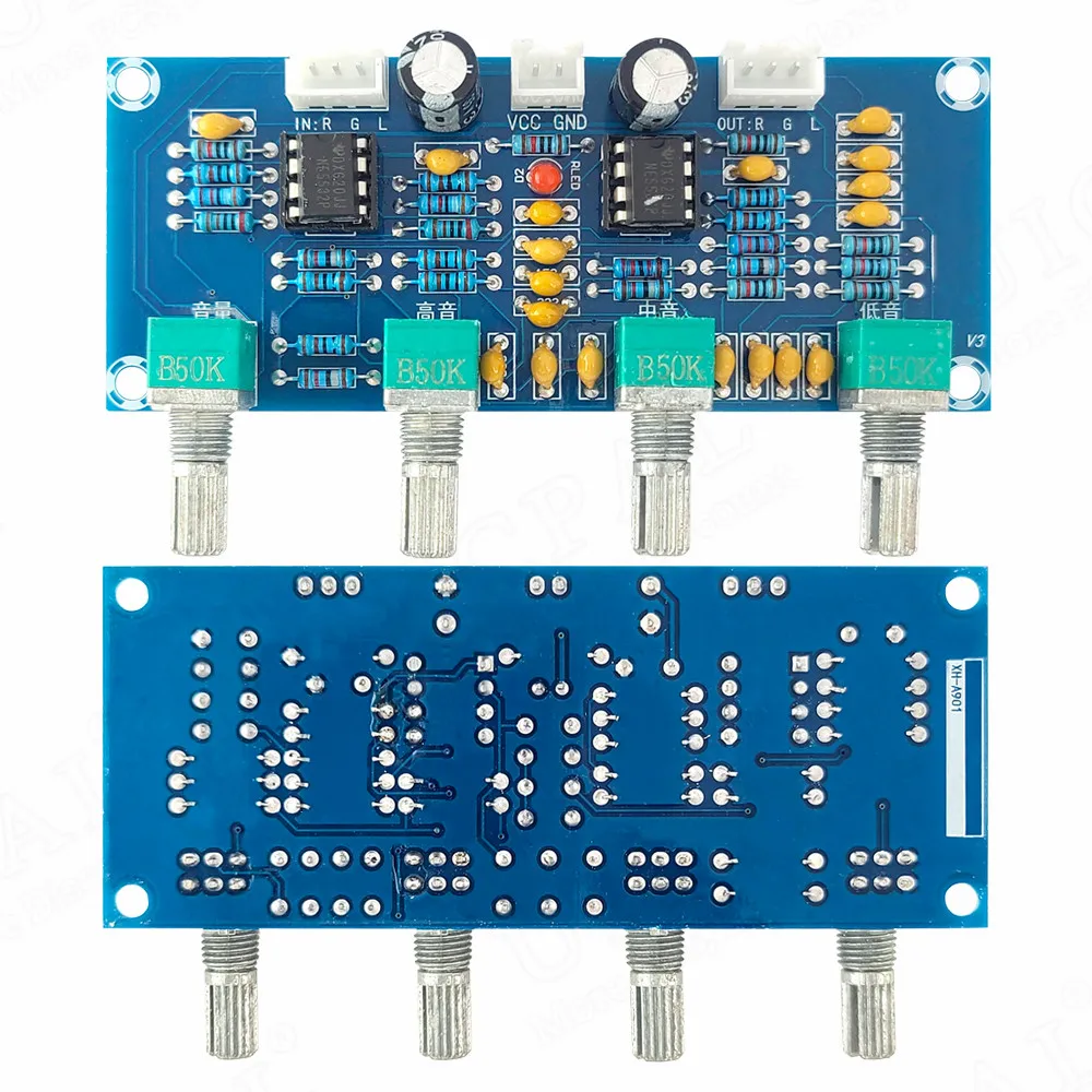 XH-A901 NE5532 Digital Power Amplifier DC Tone Board Pre-amplifier Treble Bass Volume Adjustable Pre-amp Tone Controller