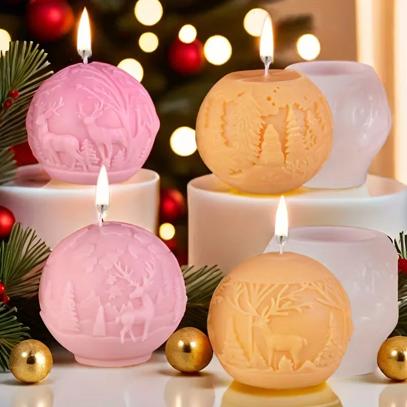 Weihnachten Ball Aromatherapie Kerze Seife Form Rose Blume Kuchen Dekoration Duft Kerze Form Seife Form Handwerk Backen Werkzeuge