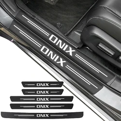 Carbon Fiber Car Door Threshold Sill Protector Trunk Stickers For Chevrolet ONIX Logo Car Accessories