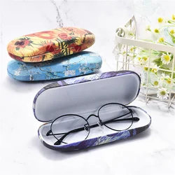 New Fashion Hard Glasses Box uomo donna miopia occhiali da lettura custodia in pelle PU Retro Oil Painting Art Eyewear Protector