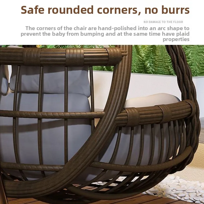 Outdoor Hanging Basket Household Swing, Bird's Nest Hanging Chair Rattan Chair Cradle Double Garden Rocking Chair