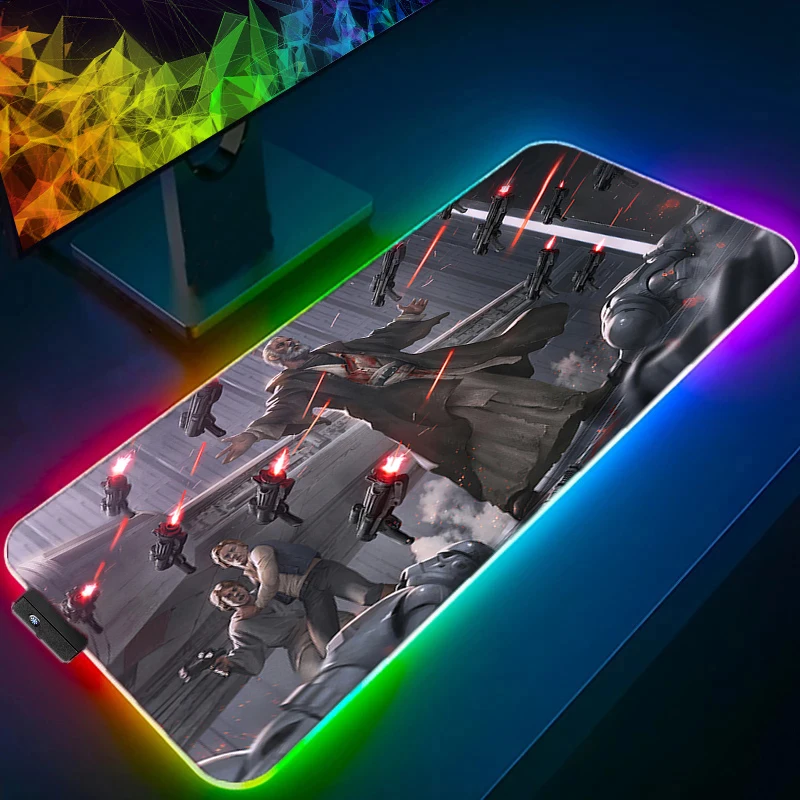 RGB LED Mousepad Rubber Mouse Pad Gaming S-star W-wars Accessories Gamer Cabinet Carpets Office Computer Desk Mat Keyboard Pads