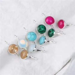 New Trendy Women's Earrings Natural Stone Malachites Chalcedony Hoop Drop Earring Bohemia Earrings Engagement Party Jewelry Gift