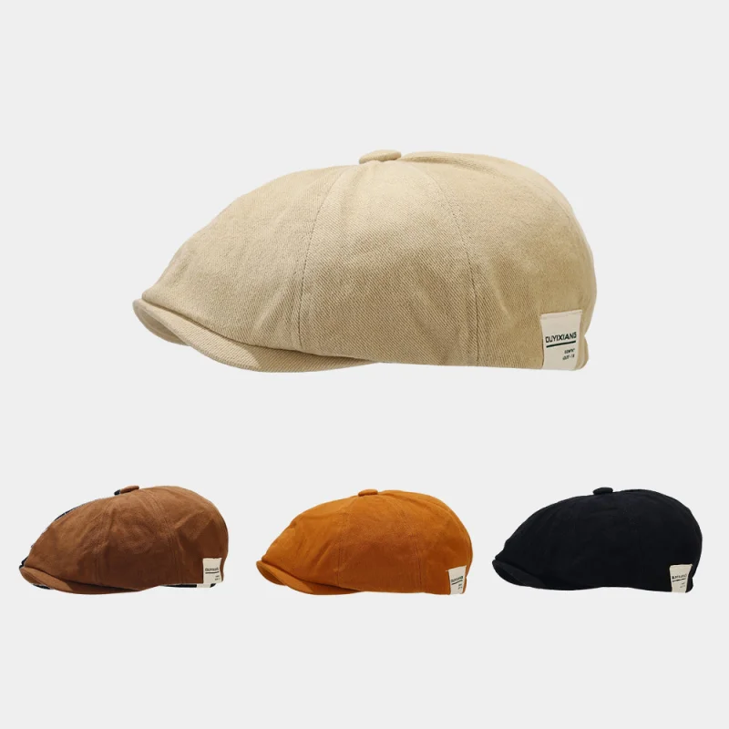 Men's Beige Cotton Flat Cap Casual Adjustable Driving Newsboy Ivy Hat