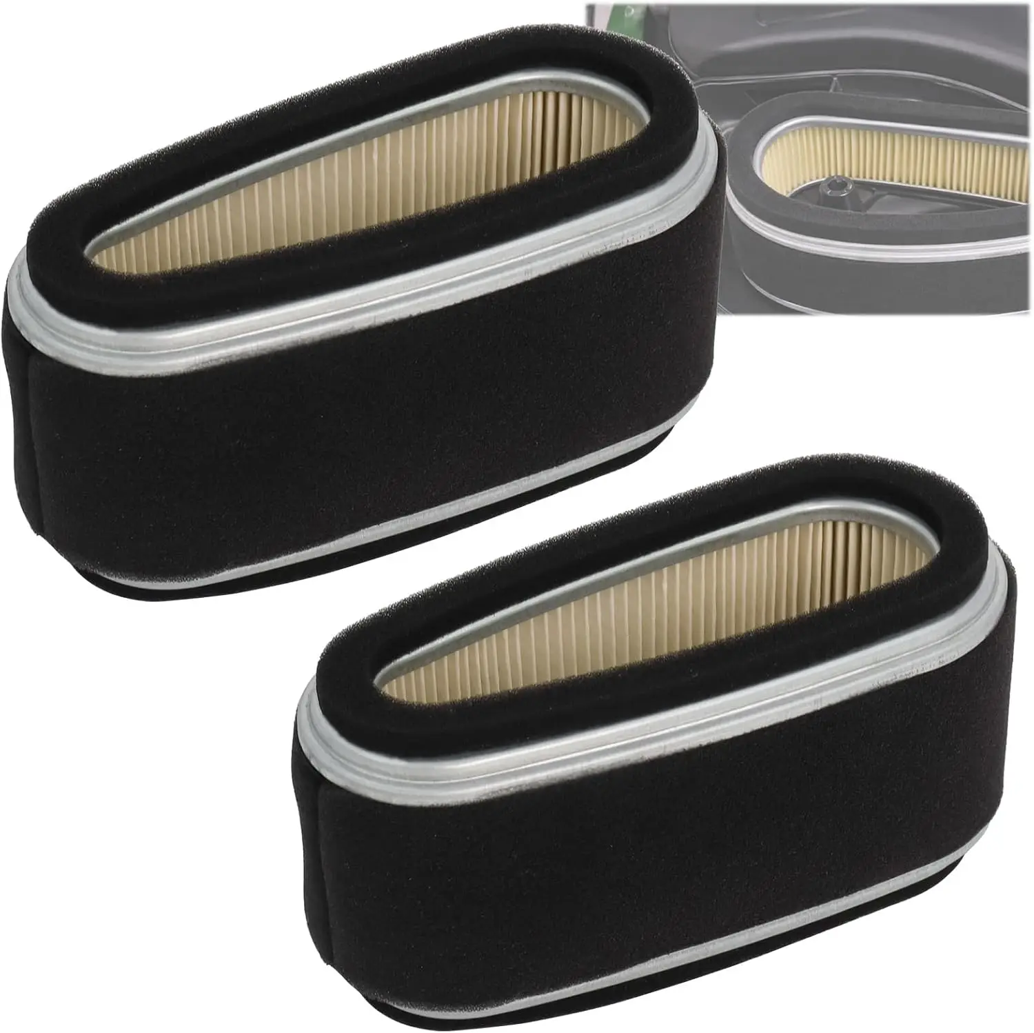 2 Pack M74285 M97211 Air filter Compatible with John Deere 170 175 LX172 LX176 / 11013-2110 Replace for Kawasaki FC400V FC420V