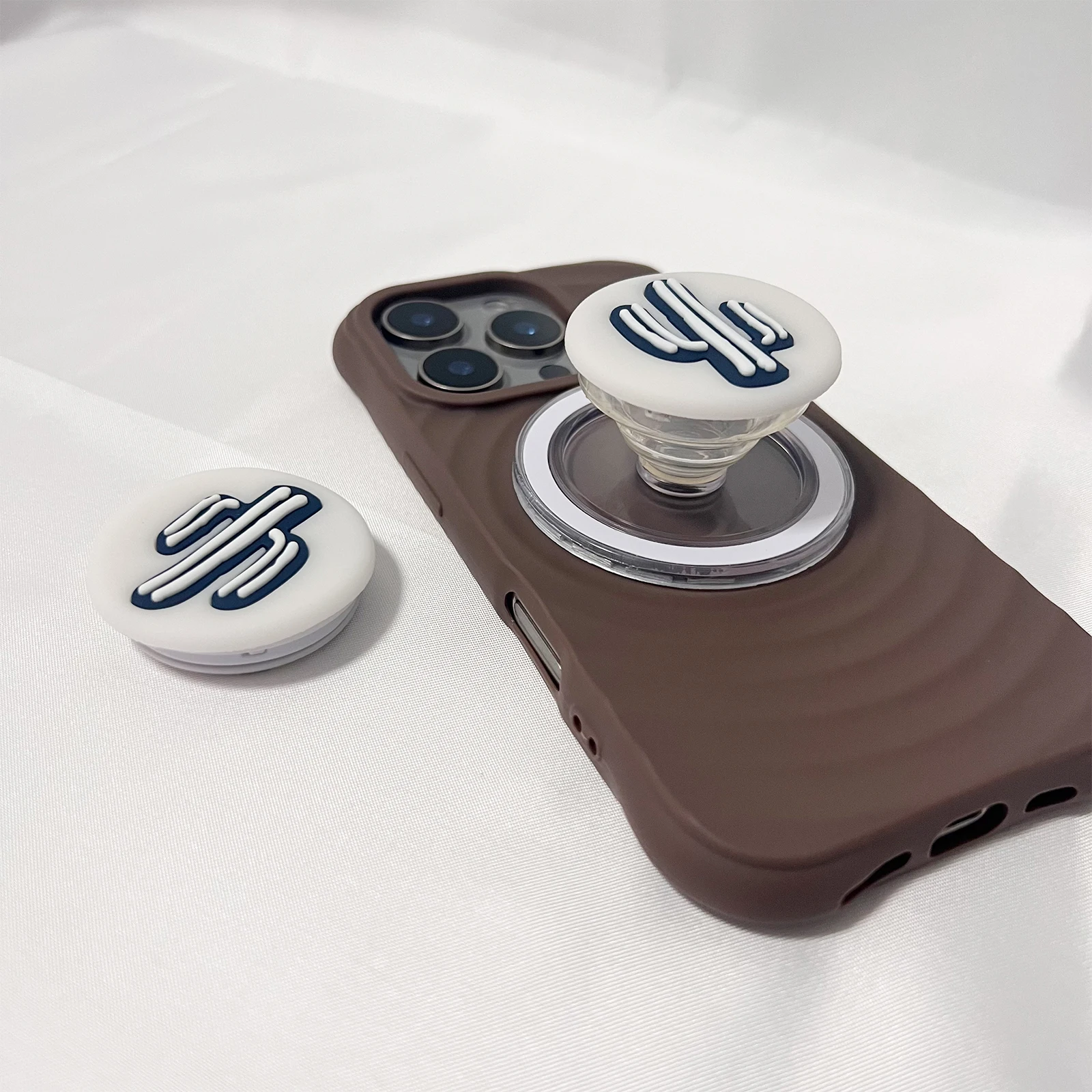 Cute Cartoon Silicone Cactus Phone Holder Grip Tok Phone Case Stand Support For iPhone17 iPhone16 Pro Max Samsung