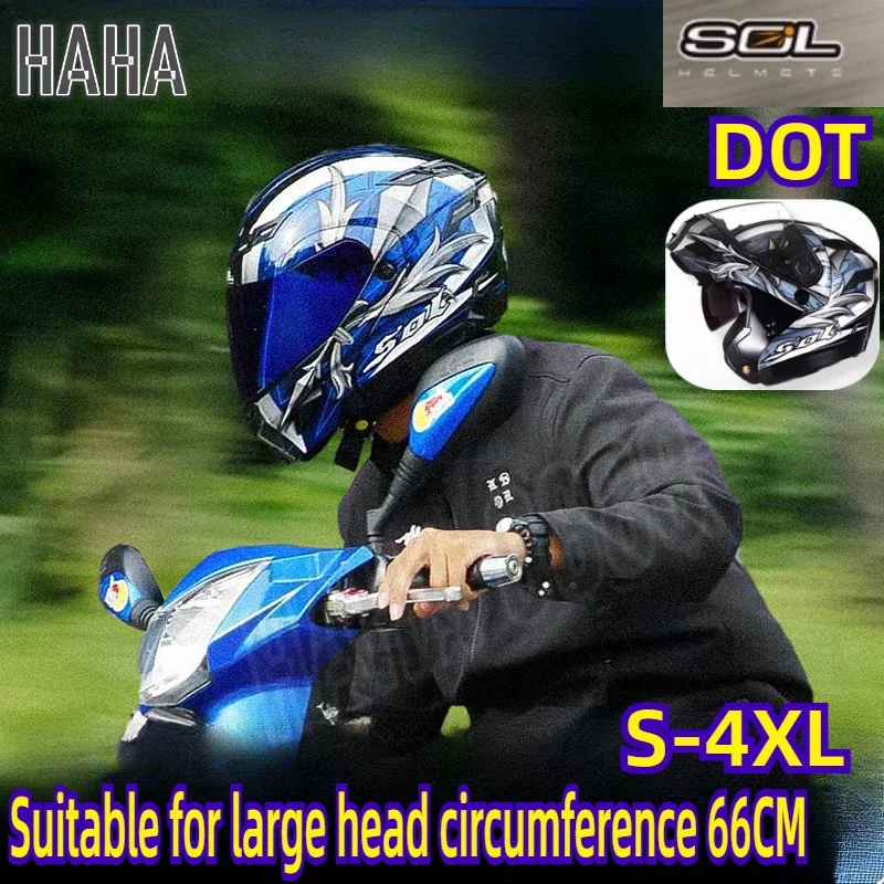 SOL Full Face Motorcycle Helmet Racing Moto Helmets DOT Certified Cacso Moto for Adult Men Women for Head Circumference 66cm