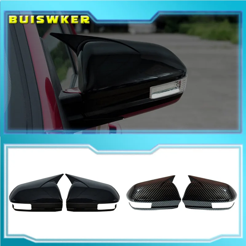 

For Mitsubishi Lancer 2012-2015 black/carbon Side Door Rearview Mirror Cover Cap Trim Shell Sticker Car Styling