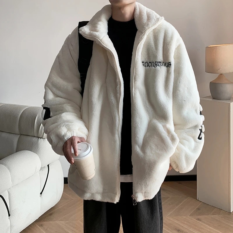 

Осенне-зимняя теплая плюшевая куртка, модная куртка на молнии в гонконгском стиле, новая свободная мужская и женская куртка