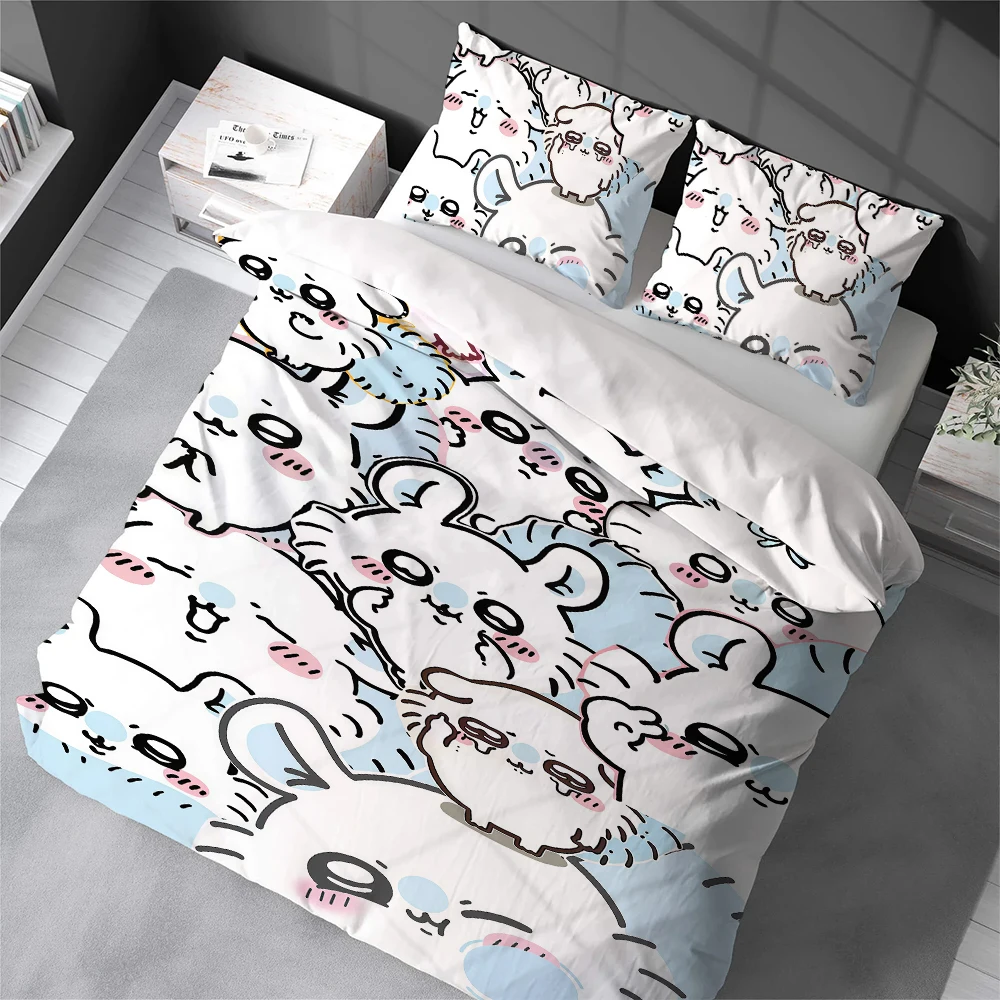 C-Chiikawa Kawaii Duvet Cover Set Home Style Bedding Soft Laundry Cotton Bed 3 Piece Set Student Dormitory Gift