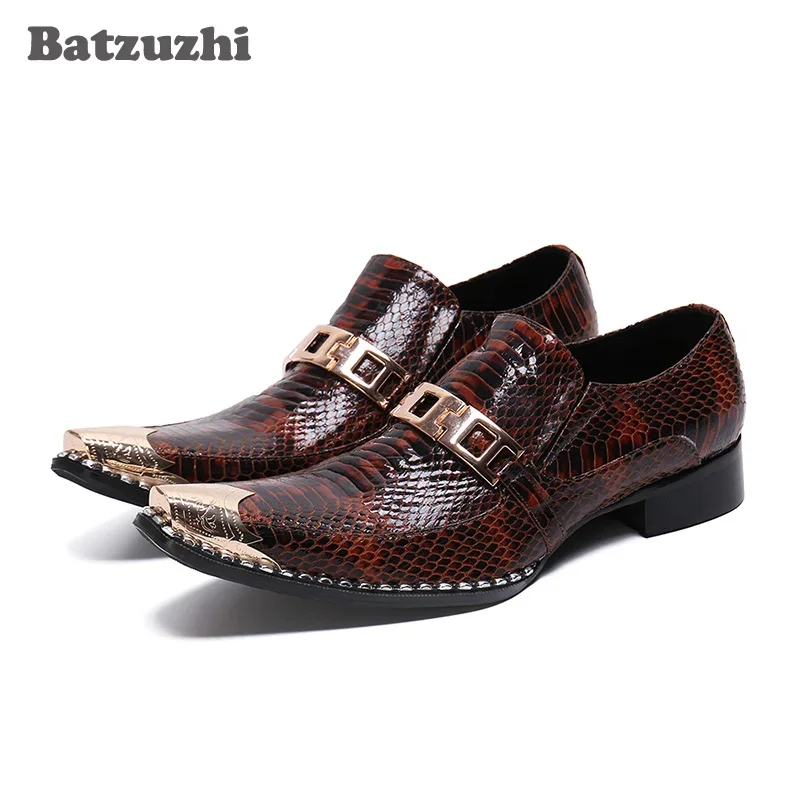 

Batzuzhi British Type Men Shoes Fashion Business Dress Shoes Men Genuine Leather Party and Wedding Chaussures Hommes, Big Sizes