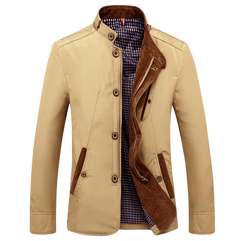 Men\'s Fashion Casual Boss High collar Jacket Middle-aged Men Winter Coat Male  Bomber Jacket Brand Clothing Plus size Jacket Men