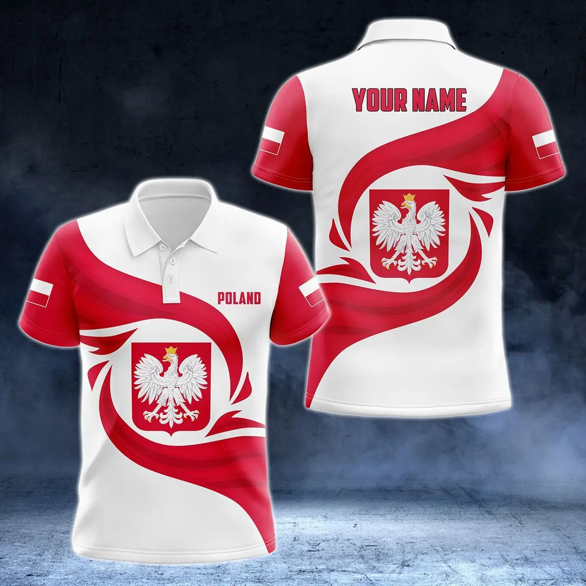 Poland Flag & Coat of Arms Customized Polo Shirts Summer Casual Streetwear Men's Fashion Loose Jersey Plus Size Sportswear