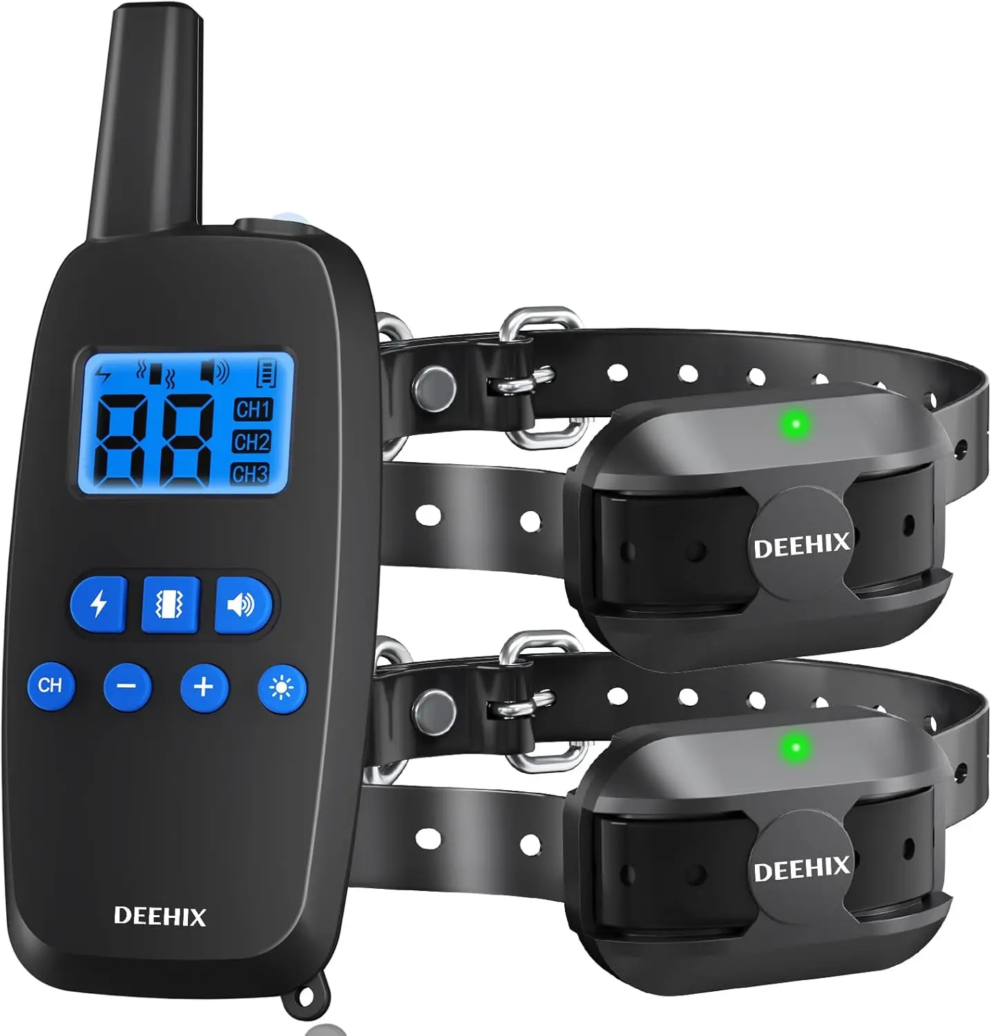 

Large Dog Collar 3200ft Range Shock Training Collar Light/Beep/Vibration Black 2-Pack