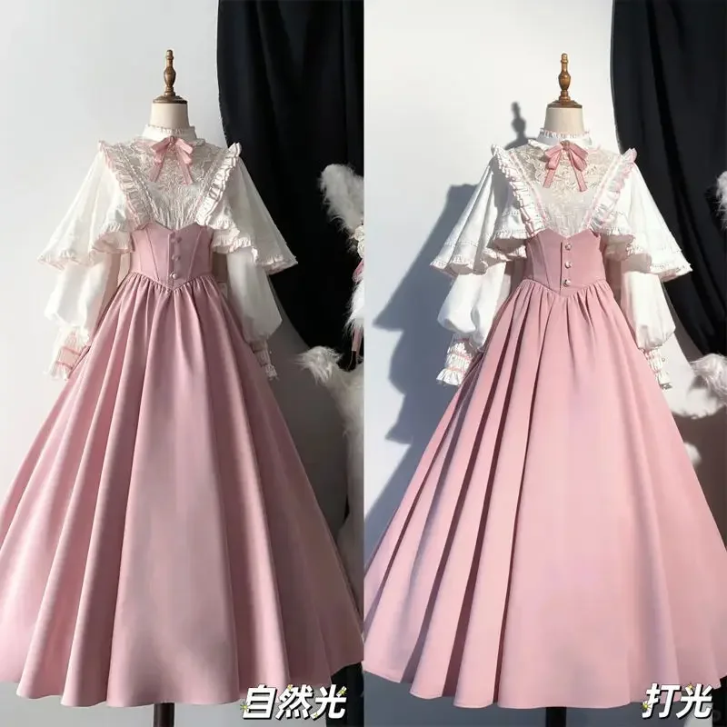 اليابان الأوروبية الرجعية أنيقة لوليتا فستان الربيع الدانتيل تنورة عالية الخصر سليم سيدة سليم البدلة 2025 رائجة البيع