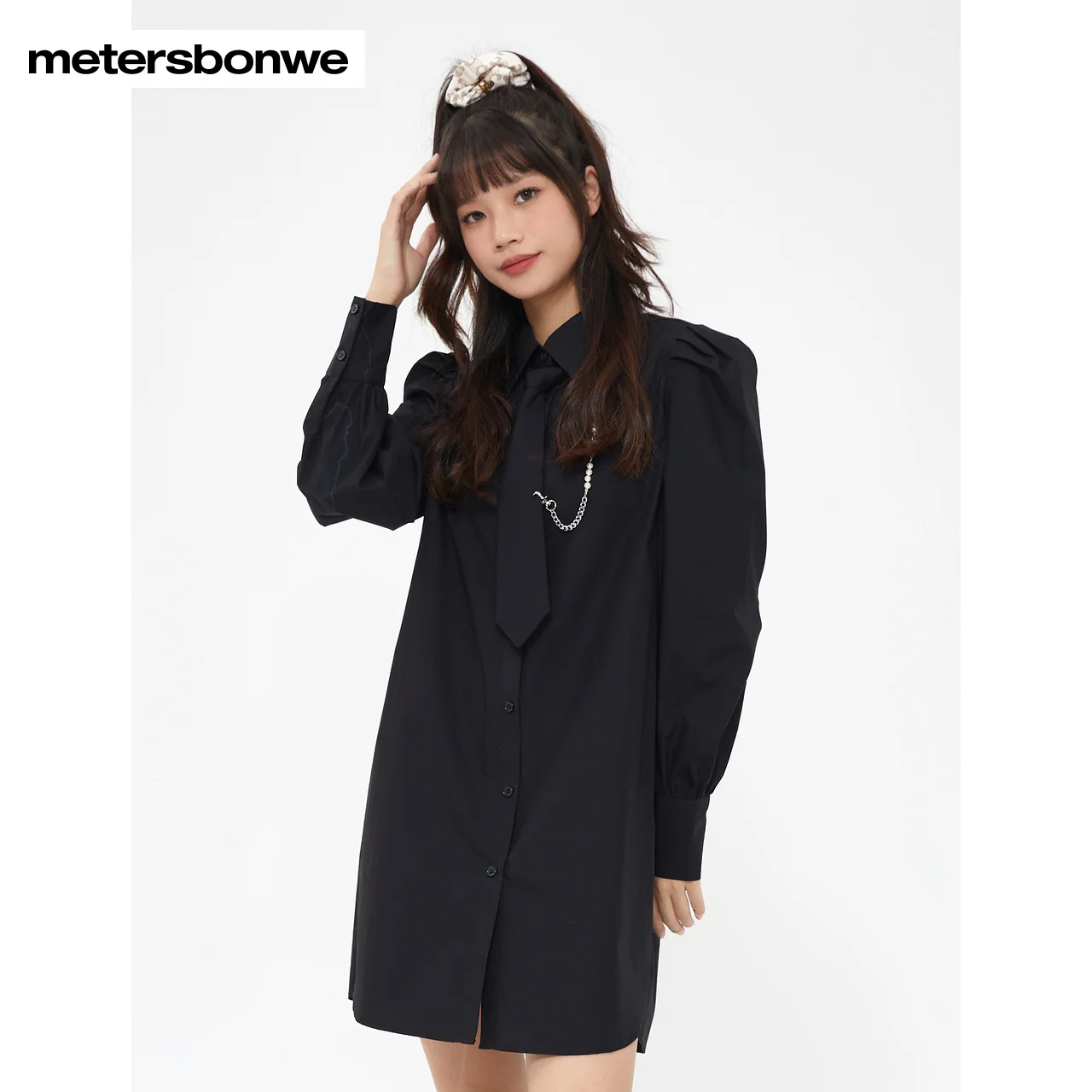 Metersbonwe Jurk Avond Vintage Feestjurk Vrouwen Lente Oversized Mid Length Jurken 100 Katoen Hoge Kwaliteit Shirt Merk