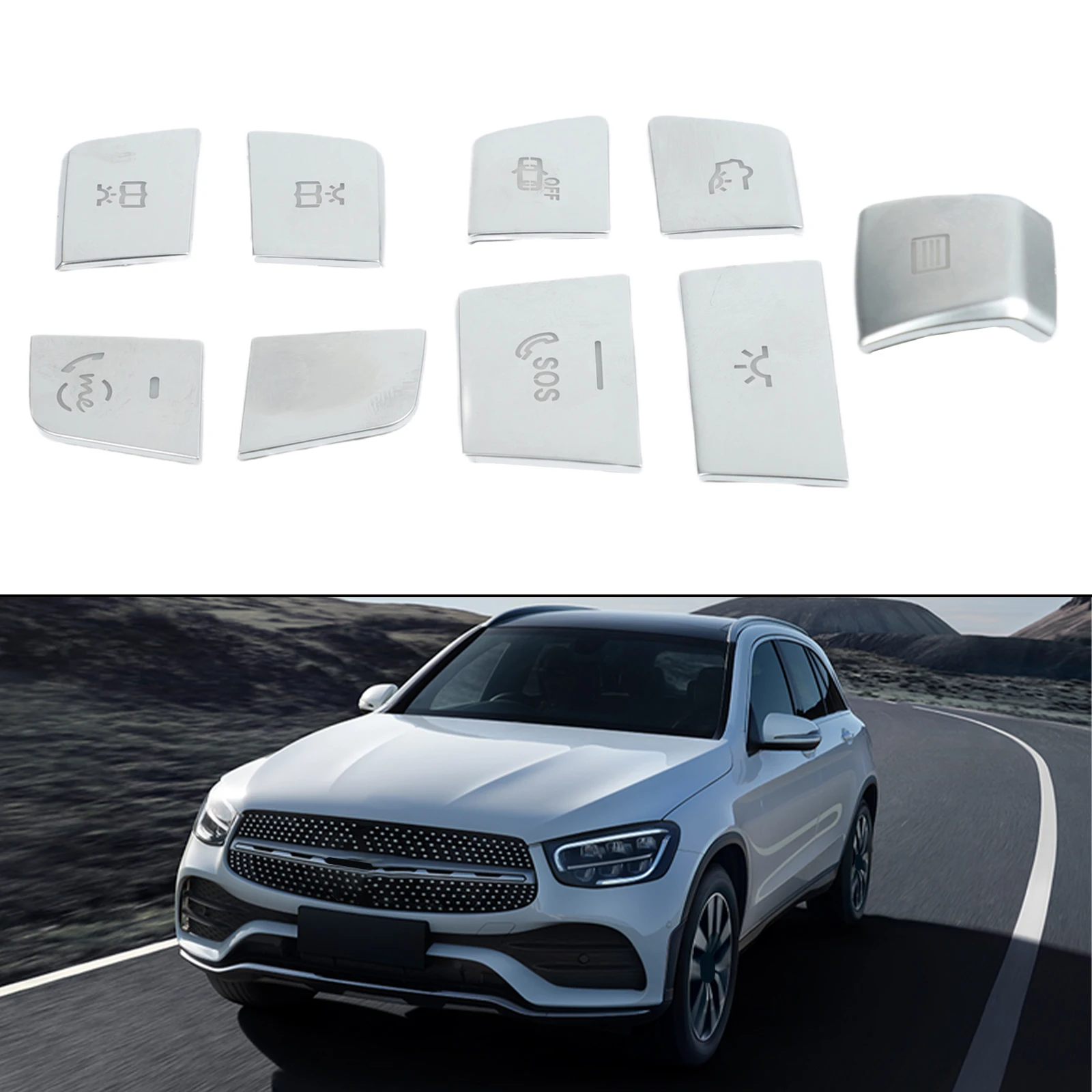 Car Ceiling Switch Roof Button Patch for Easy Installation Complete 9-piece Set for custom Fit Design Stylish Roof Reading Lamp