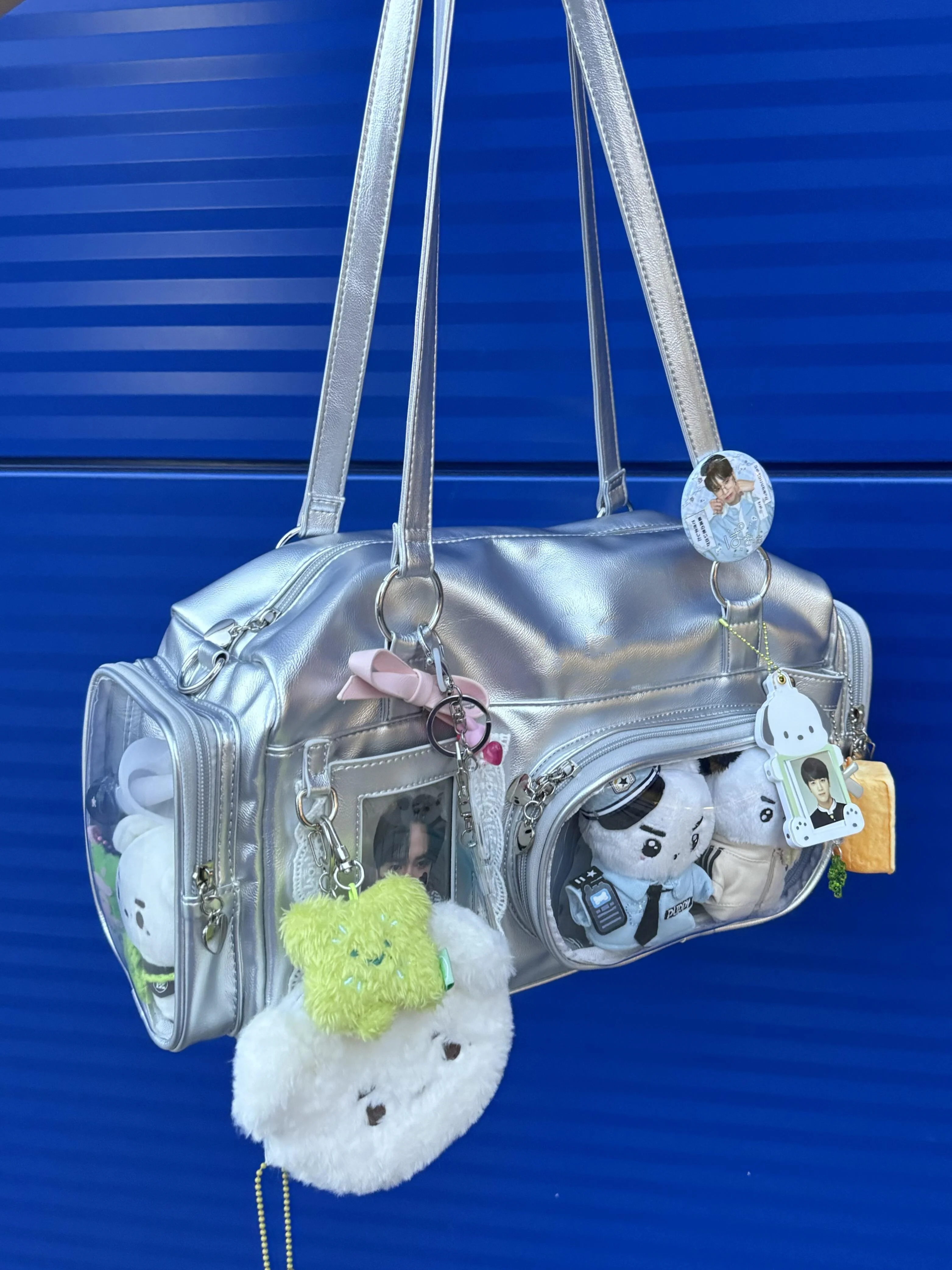 2025 New College Wind Cute Girl Two-dimensional Jk Uniform Transparent Pain Bag Large Capacity Tote Bag Shoulder Armpit Bag