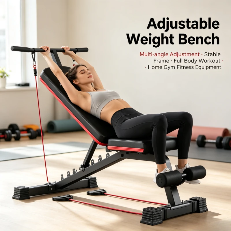 Multifunctional Home Gym Weight Bench for Men, Commercial Fly Press Sit-Up Chair, Heavy-Duty Anti-Wobble Stable Dumbbell Workout
