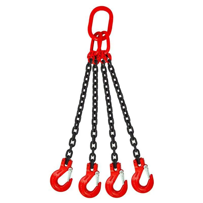 Four-Legged Double-Leg Galvanized Manganese Steel Lifting Chain Rigging G70 Hook 5 Ton Capacity 2m Length 4 Chains [4 Hooks]