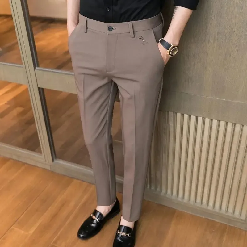 Business Baggy Office Trousers for Men Straight Summer Thin Loose Casual Pants Man Tailoring Clothes Cheap High Quality Sale Y2k