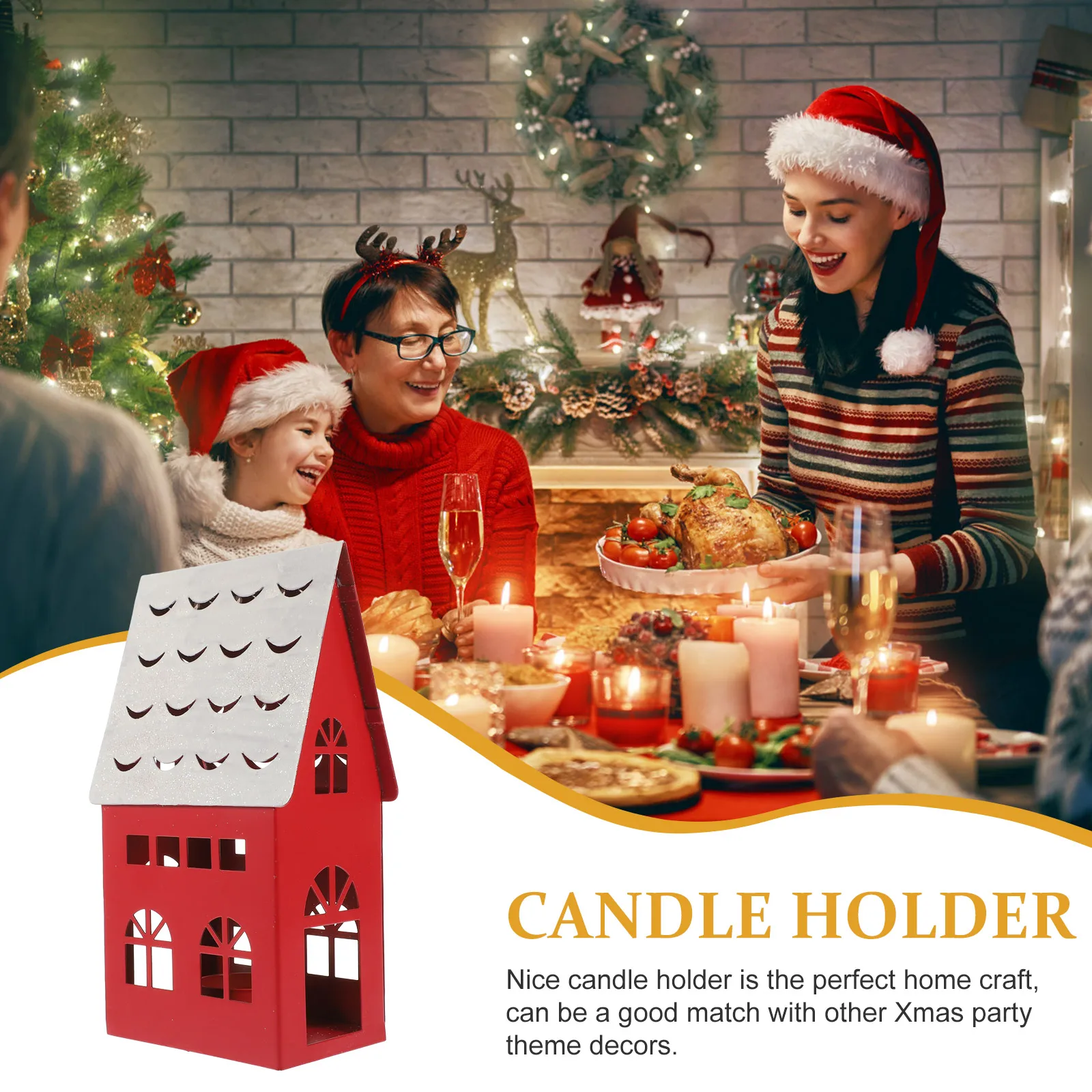 

Christmas Holder Candlestick Votive Holders Decorative Stand Desktop Indoor Holiday Decorations for Home