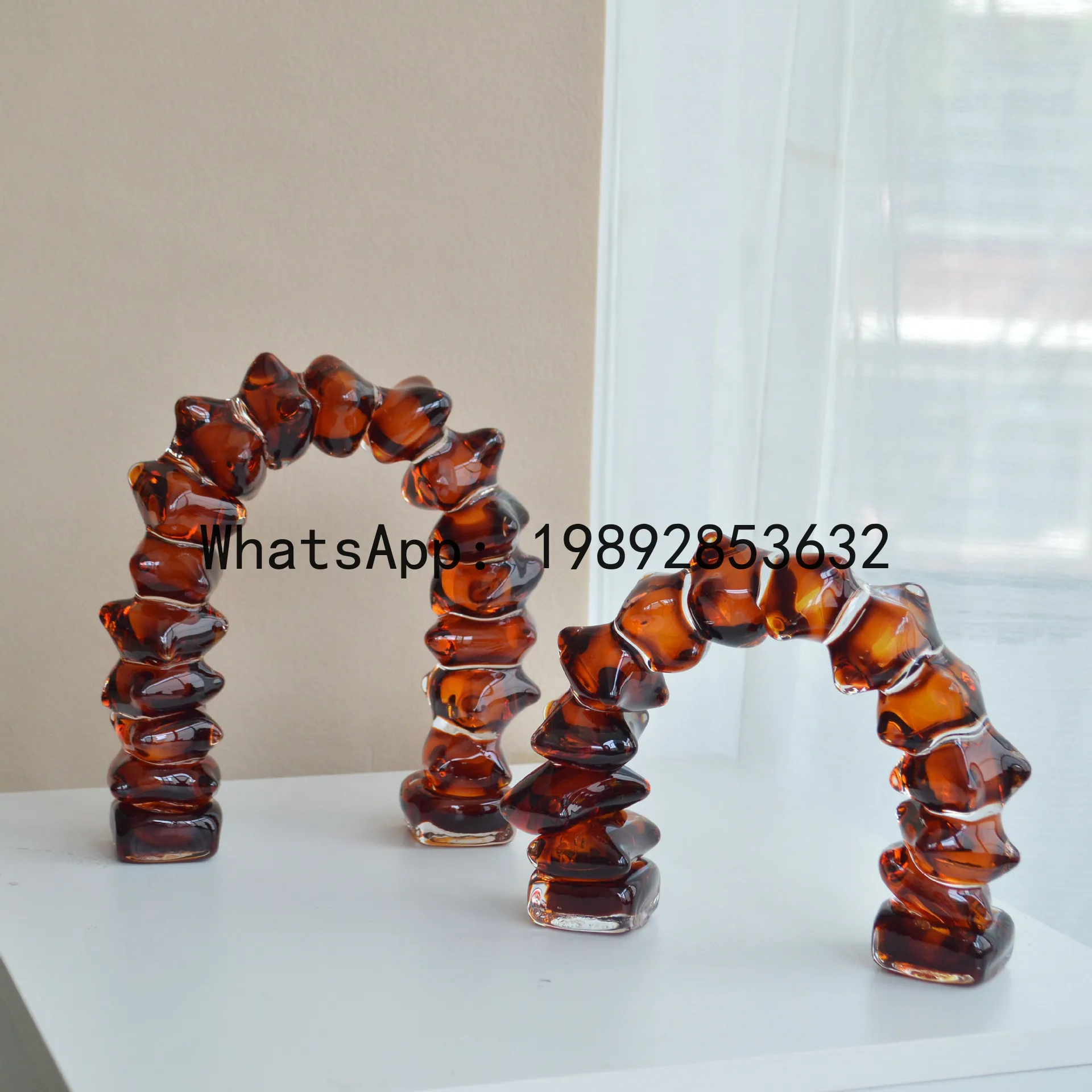 

Creative Geometric Glass Arch Irregular Pipe Semi-circular Glass Handicrafts Decorative Figurines Home Decoration Accessories