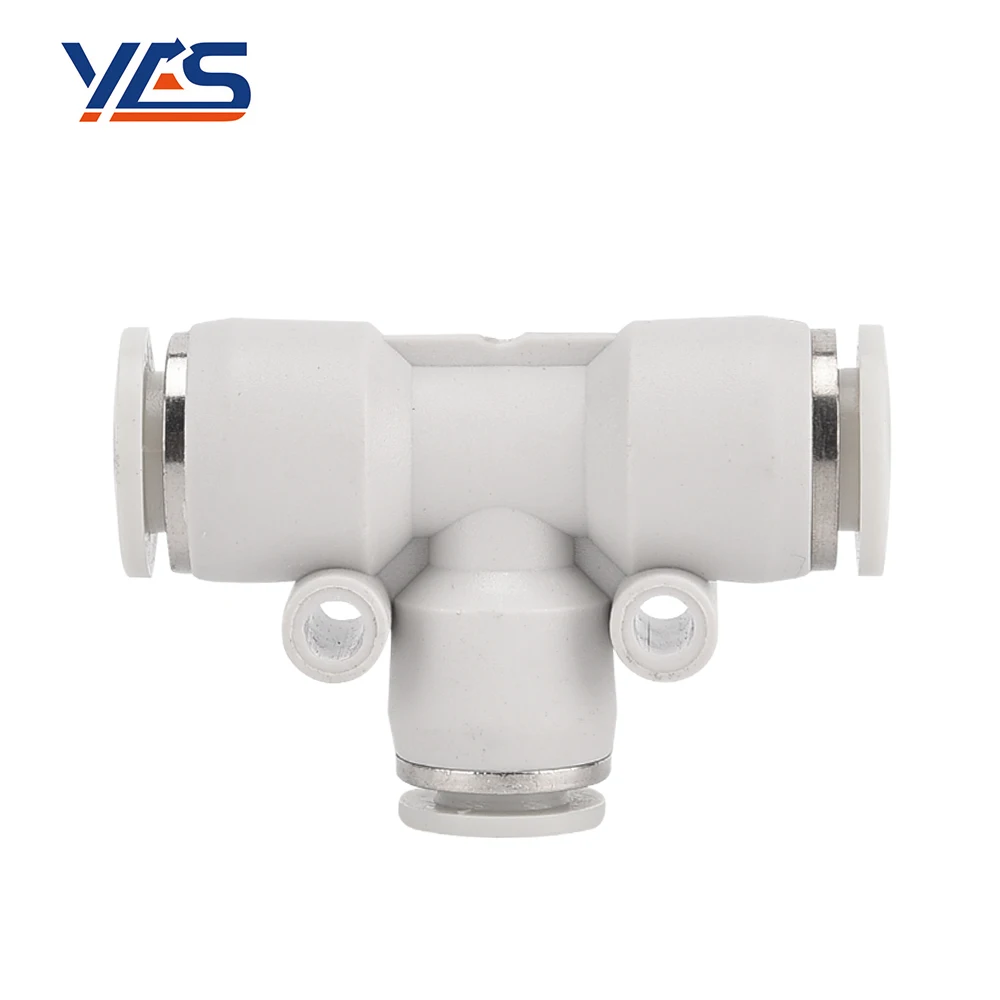 High Quality White PE Series Pneumatic Fitting Quick Connect Slip Lock Tee 3 Way Plastic Pipe Tube Fittings