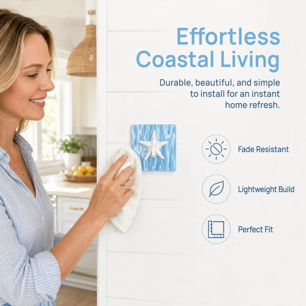 3D Printed Light Switch Protector Three-Dimensional Shape High Appearance Level Nautical Light Switch Cover Ocean Themed