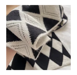 2024 Winter new imitation cashmere scarf women's Korean style simple classic plaid warm shawl thickened double-sided knitted