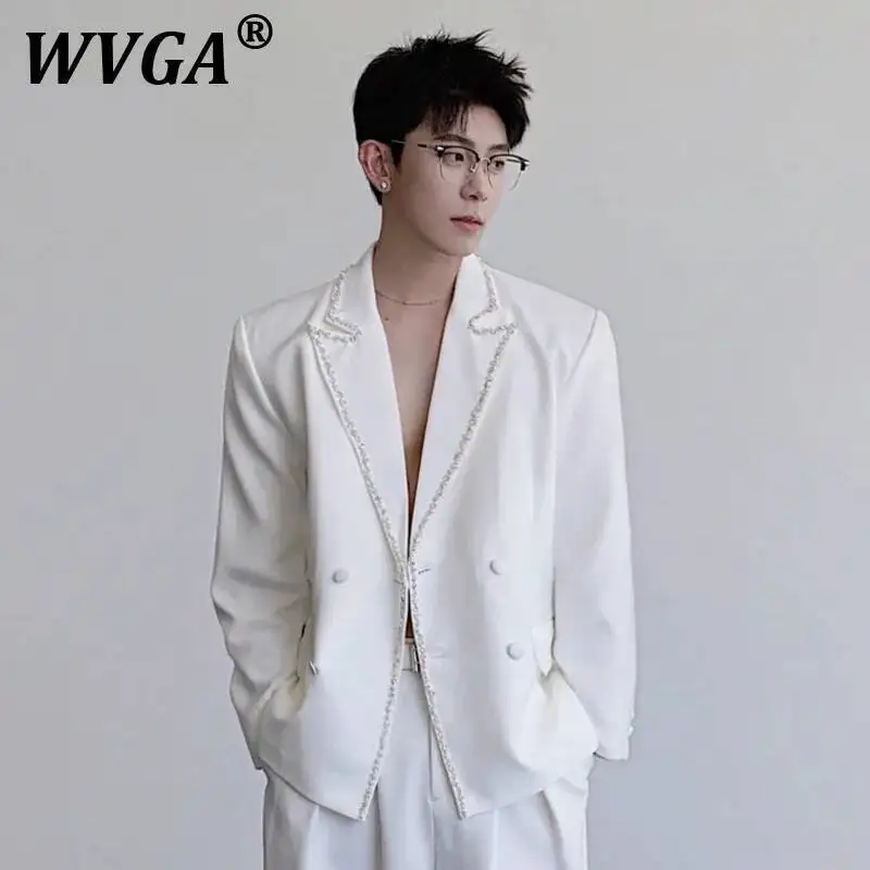 

WVGA весна осень новый мужской Tide Heavy Diamond Chain Design модный блейзер с длинным рукавом нишевый шикарный повседневный костюм куртки Ins W10537