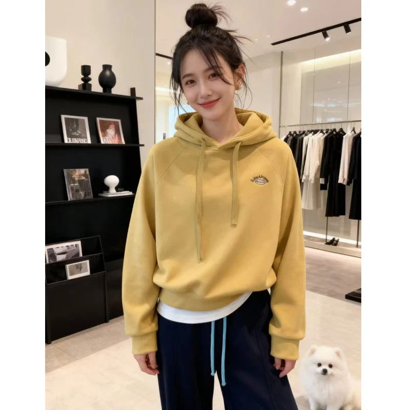 Hooded Embroidered Fce Lined Thiened Long Sve ort Coat for Small Stature Women Autumn Winter New Sle Casual Stree...