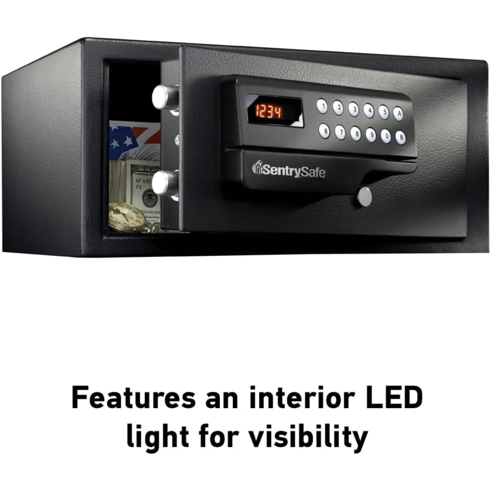 Card Swipe Teclado digital Caja fuerte de acero con iluminación interior y kit de anclaje