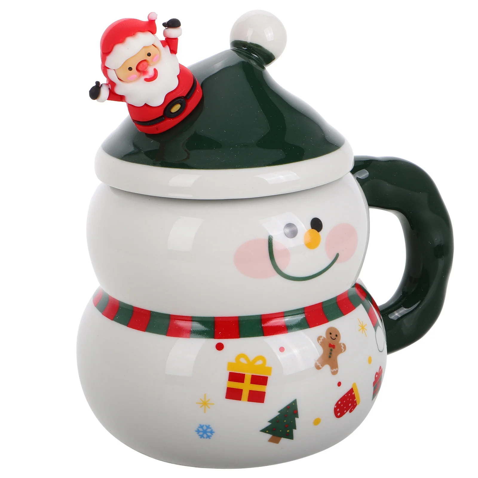 

Christmas Holiday Ceramic Snowman Mug Spoon Lid Large Coffee Tea Cup Xmas Party Favors Winter Mug Winter Coffee Mugs