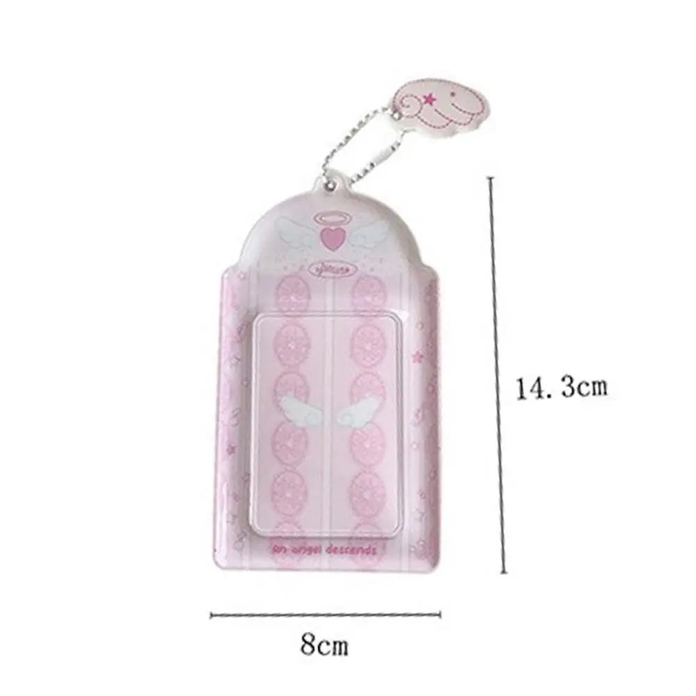 Cute PVC Photocard Holder Keychain Cartoon Hanging Decoration Photo Frame Angel Wings ID Badge Holder for Student Girls