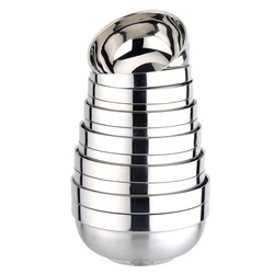 Anti Scalding Bowls Stainless Steel Double-layer Thick Durable Soup Rice Bowls Kindergarten Children's Canteen Bowl