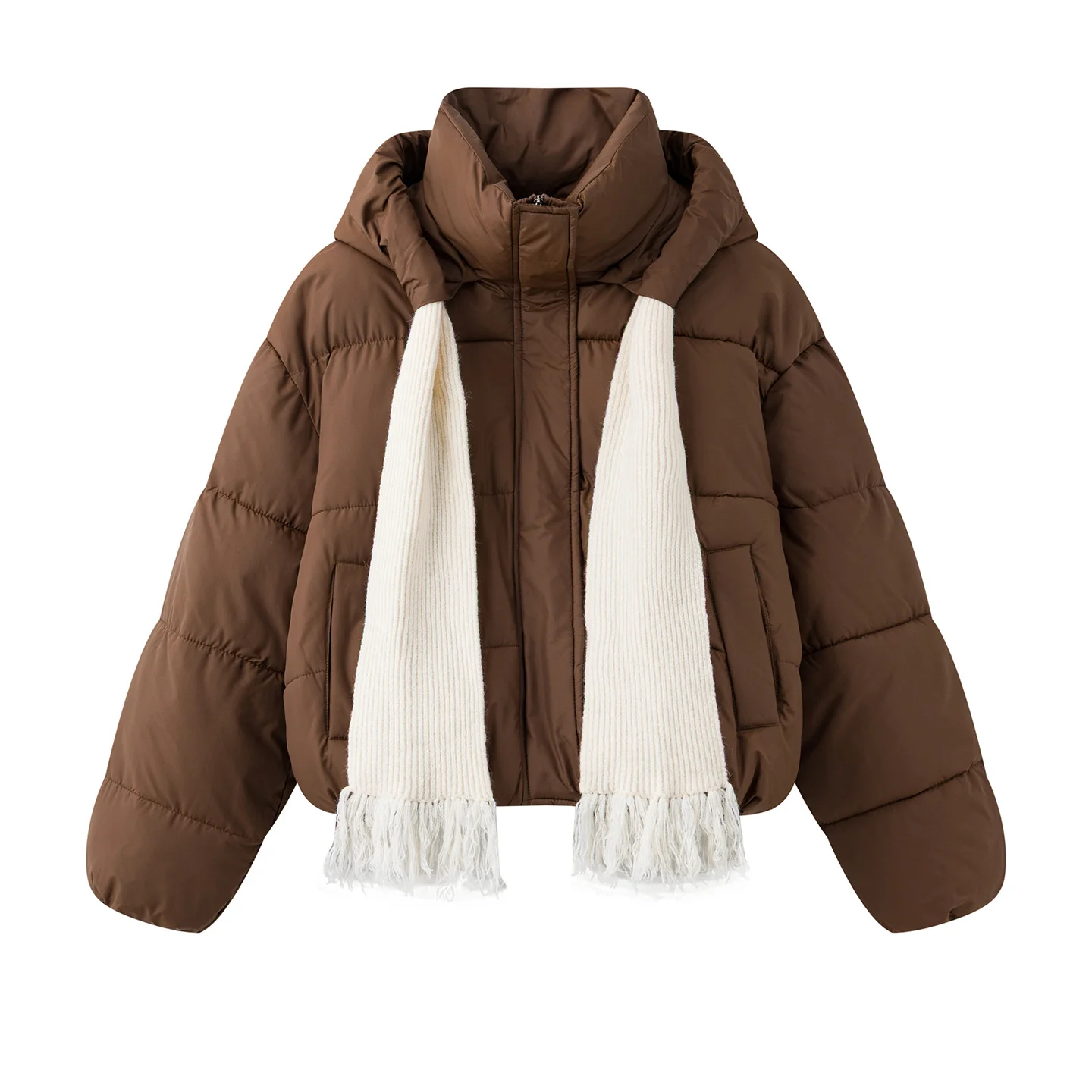 

Шикарная хлопковая куртка с капюшоном на шнурке для женщин, зимняя новая корейская версия, свободное короткое теплое пальто, модный топ на молнии с длинными рукавами