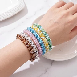 Fashion Colorful Crystal Bracelets for Women Unique Simple Elastic Rope Temperament Charm Bracelet Hairband Jewelry