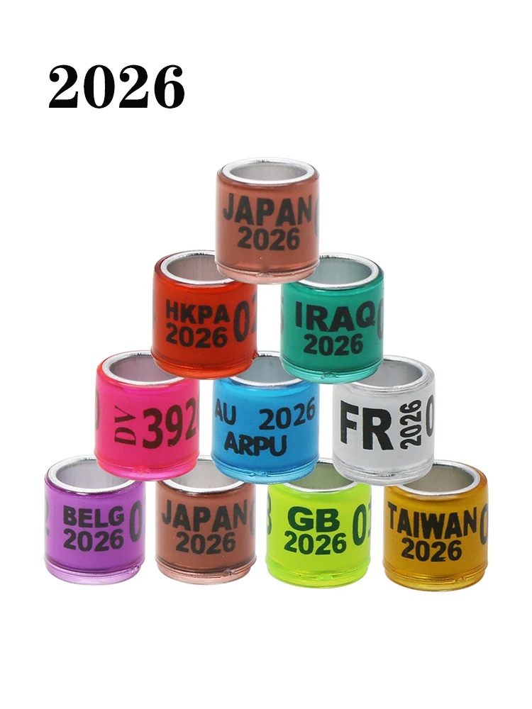 100 قطعة 2026 حمامة القدم الدائري ID 8 مللي متر مع أرقام الألومنيوم البلاستيك سباق حمامة التدريب في الهواء الطلق بمناسبة الدائري