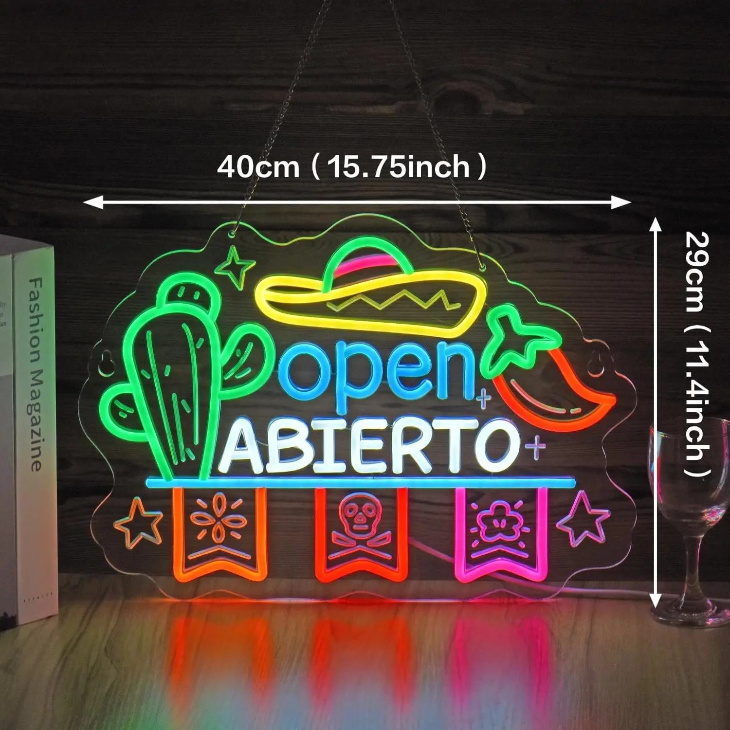Mexican Open Abierto Neon Sign LED Flexible Neon Tube USB Powered for Taqueria Restaurant Shop Front Business Hanging Decor
