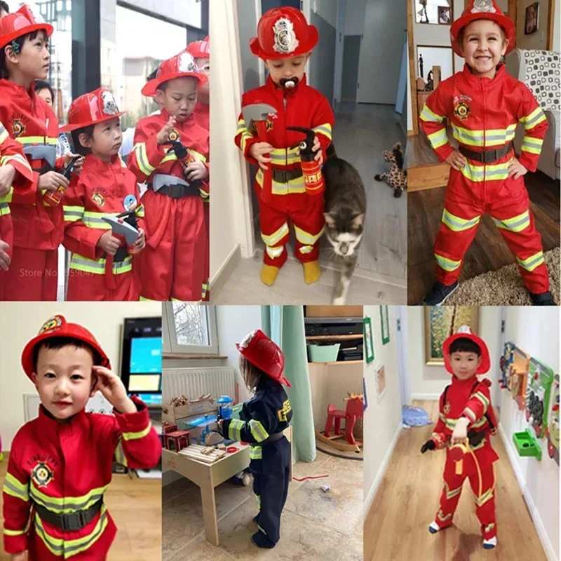 Cosplay de Halloween para niños, uniforme de bombero, ropa de trabajo de rol de bombero Sam, traje para niño y niña, disfraz de fiesta de actuación Coslao