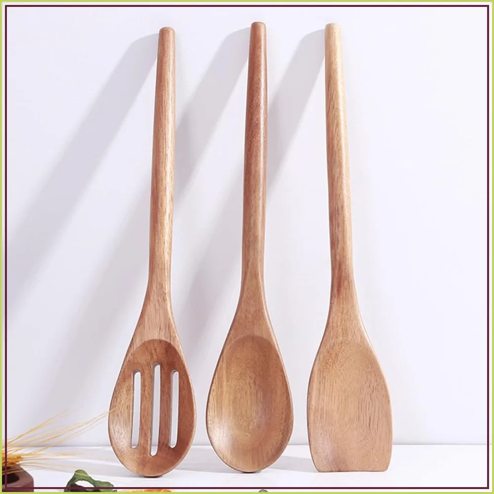 3-Piece Acacia Wood Utensil Set - Safe for Nonstick Cookware, 12 Inch